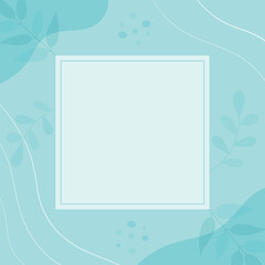 Blue winter frame with twigs, lines and dots. Christmas postcard. Christmas botanical  frame. Winter plants design.  Winter greeting card, invitation or album design. Vector illustration.