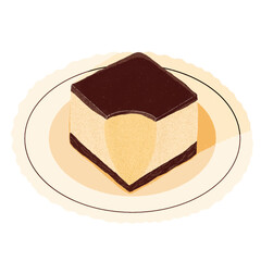 Chocolate Glazed Cheesecake – Vintage Dessert Illustration 