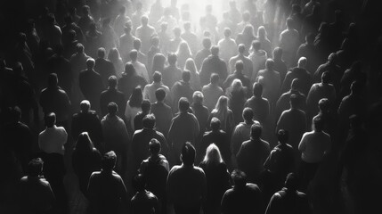 Obraz premium Abstract black and white crowd in an artistic pattern