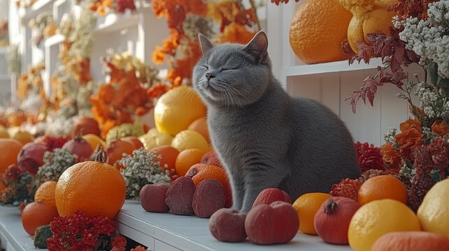 Cute grey cat winking above a banner, set against a bright white background, creating a playful and inviting mood for any text or message
