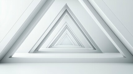 Obraz premium A 3D-rendered seamless white triangle tile pattern, creating a minimalist and contemporary look, with subtle depth and texture for an elegant background