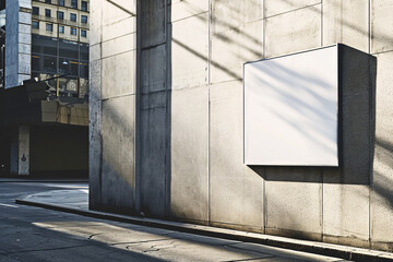 Fototapeta premium Wall Mounted Sign on Building Mockup Sign Board Mockup on Building Wall Signage Mockup on Building Wall Billboard Sign Mockup Large Roadside Sign Board For Advertisement Roadside Billboard Sign