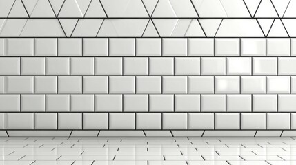White triangle tiles in a seamless pattern, rendered in 3D with a smooth, crisp design, offering a clean and modern backdrop for any creative use