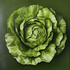 Obraz premium Enjoy the Tender Freshness of Lettuce on a Deep Green Background
