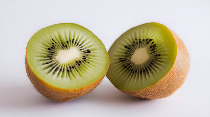 A photo of a kiwi fruit in a white background.