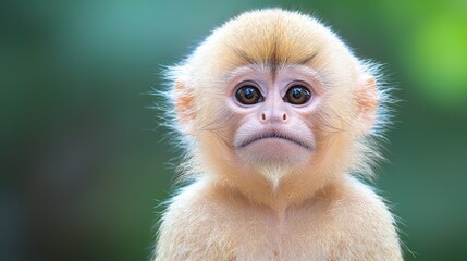 Obraz premium Close-up portrait of a young, pale golden monkey.