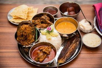 Famous Authentic Bengali Food Thali Mach Bhat in Kolkata