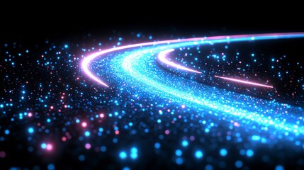 A modern abstract blue background with fluid lines and digital accents, conveying a sense of technology and innovation in a sleek, high-tech design