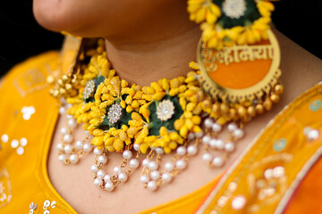 Indian Bride Wearing Haldi Wedding jewellery