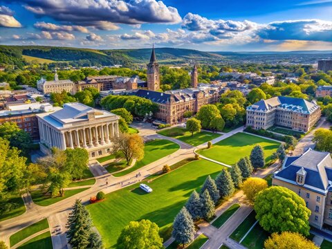 Penn State Aerial Drone Photography: Pattee & Paterno Library Campus Views