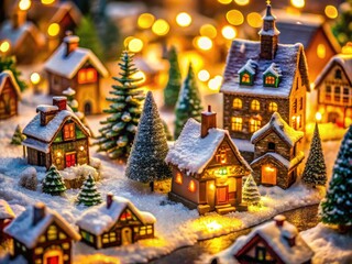 Fototapeta premium A cozy winter village, festive and inviting, perfect Yuletide charm.