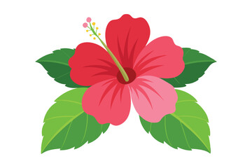 3d hibiscus flower vector illustration on white background