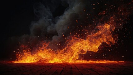 dramatic fire and smoke effect glowing red