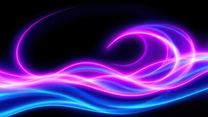 Neon Waves of Light.  Vibrant Abstract. Ideal Desktop Background or Wallpaper