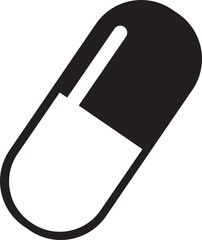 Capsule glyph Pill icon. Medicine drugs pills capsule black icon vector illustration Medicament and pharmaceutical symbol. Medical capsule pictogram isolated on transparent background.