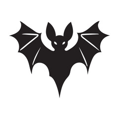 Black bat silhouette isolated on white background. Bat vector illustration. Black Bat art design.