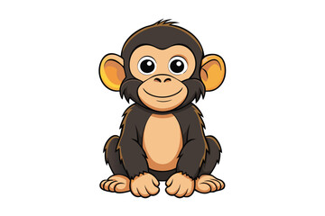 Cute Chimpanzee  illustration in withe background