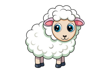Cute sheep illustration in white background