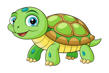 Cute turtle illustration in withe background