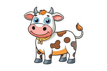 Cute cow illustration in withe background