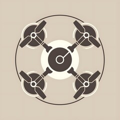 Obraz premium Vintage Style Illustration of a Drone with Rotors and Circular Design