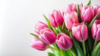 Pink Tulip Bouquet, White Background, Spring Flowers, Floral Photography, Beautiful Tulips, Closeup Pink Tulips