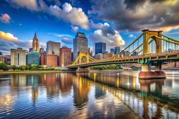 Pittsburgh Sixth Street Bridge Panorama North Shore View - Stunning Cityscape Photography