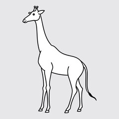 Giraffe Sketch Single Line Drawing for Kids' Coloring Book.