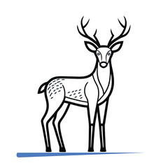 Deer Standing Line Art Vector Illustration Minimalist Wildlife Design.