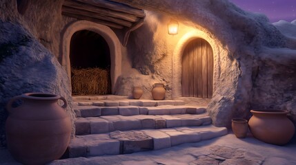 Bethlehem Inn Courtyard at Dusk