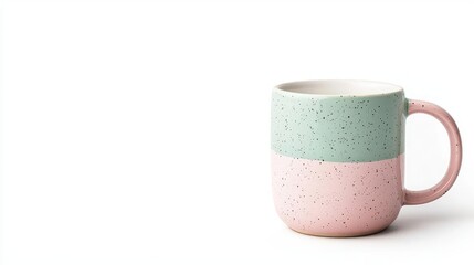 a ceramic mug, kitchenware element, vintage style, pastel tones, isolated on white background