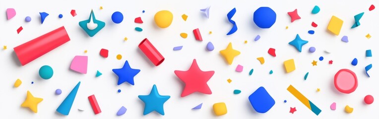 Obraz premium Vibrant Abstract Geometric Shapes Pattern Design - Colorful 3D Composition