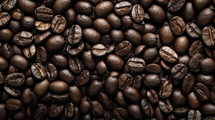 Naklejka premium Macro shot of dark roasted coffee beans