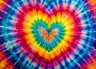 Psychedelic Tie Dye Heart: Surreal Cotton Fabric Texture, Abstract Art Background