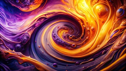 Purple Orange Liquid Abstract Photography: Surreal Swirl, Fluid Art, Color Splash, Vibrant Mixture