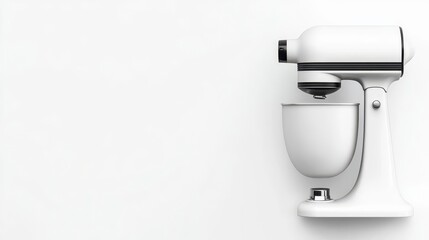 a handheld mixer, kitchen appliance, modern design, sleek white, isolated on white background