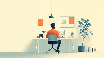 Modern Home Office Workspace with Minimalist Design and Comfort