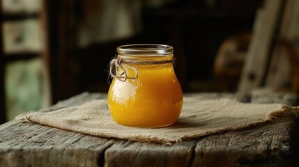 Glass Jar of Honey on Table