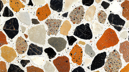 Terrazzo texture with multicolor stone chips.