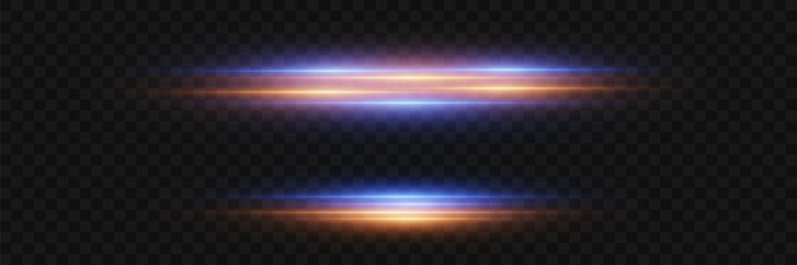 Obraz premium Light neon lines, horizontal laser beams. Vector illustration