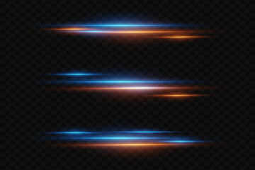 Light neon lines, horizontal laser beams. Vector illustration