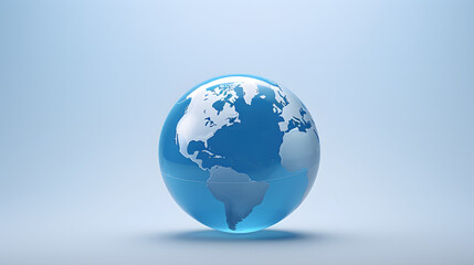 Naklejka premium 3D Rendered Blue Globe with World Map and Shiny Surface