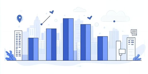 Obraz premium Cityscape Skyline Growth Chart Urban Development Business Success Real Estate