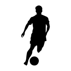 Black male soccer player silhouette vector illustration design on white background. Soccer player running.