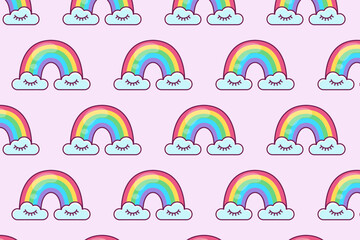 Cute rainbow. Sweet dreams. Vector illustration in flat style