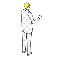 アイソメトリック_スーツ姿で立っている男性のイラスト