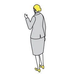 アイソメトリック_立っている女性の後ろ姿のイラスト