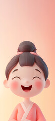 Fototapeta premium Holiday celebrations isolated on the background of 3D antique girl illustration