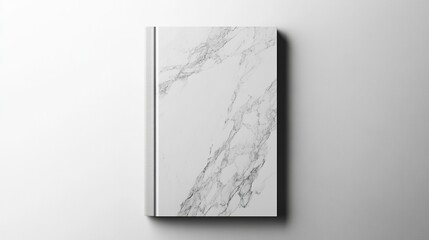 Blank marble hardcover book on white background.