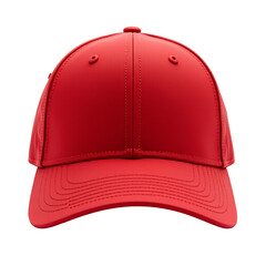 Red baseball cap with button detailing on a black background 